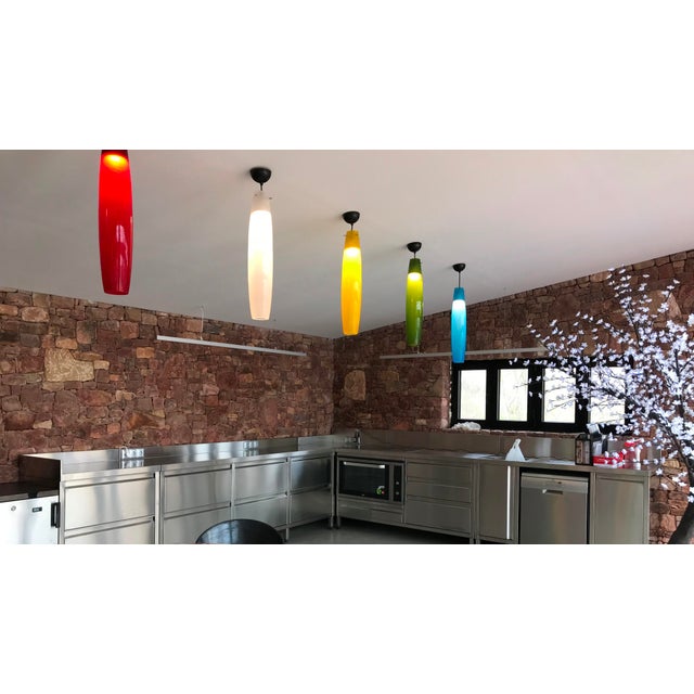 The pendants are attributed to alessandro pianon. The light can be of any length and with diverse number of color tube...