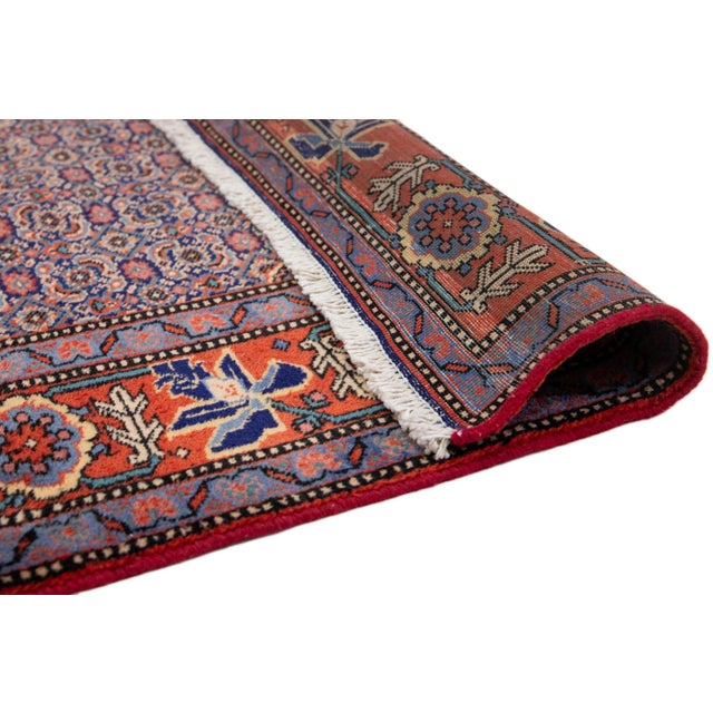 Persian Medallion Motif Persian Mahal Wool Rug in Red and Blue For Sale - Image 3 of 9
