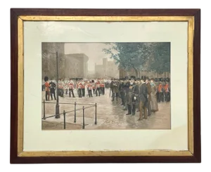 After Édouard Jean-Baptiste Detaille, The Charge of the 4th Hussar, Lithograph, Framed