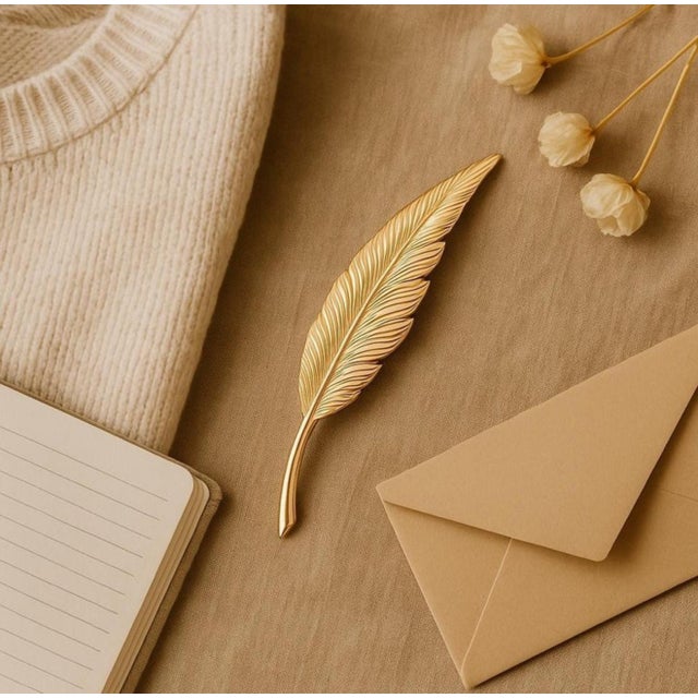 Tiffany and Co Vintage 14k Yellow Gold Leaf Brooch Mid-20th Century For Sale - Image 10 of 10