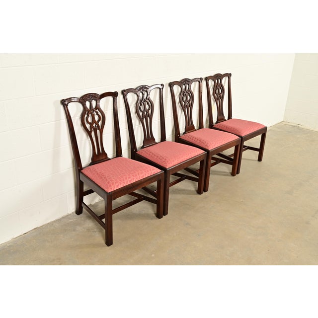 Stickley Stickley Georgian Carved Mahogany Dining Chairs, Set of Four For Sale - Image 4 of 13