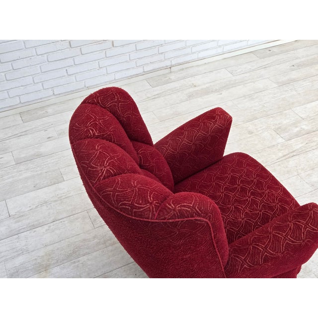 Danish Armchair in Red Furniture Fabric, 1960s For Sale - Image 17 of 18