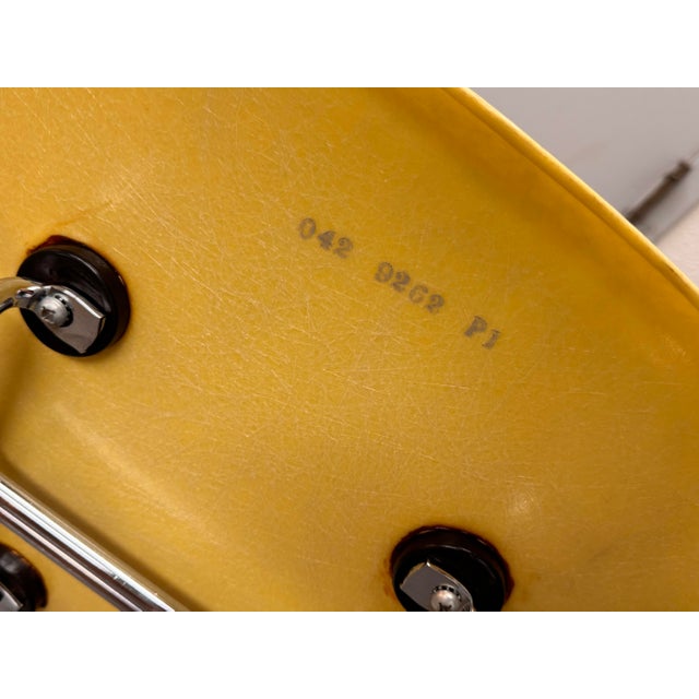 2010s Eames Fiberglass Yellow Shell Counter Stool, Vintage For Sale - Image 5 of 12