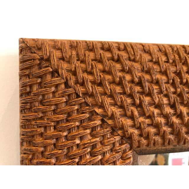 Vintage Textured Wood Mirror For Sale - Image 4 of 9