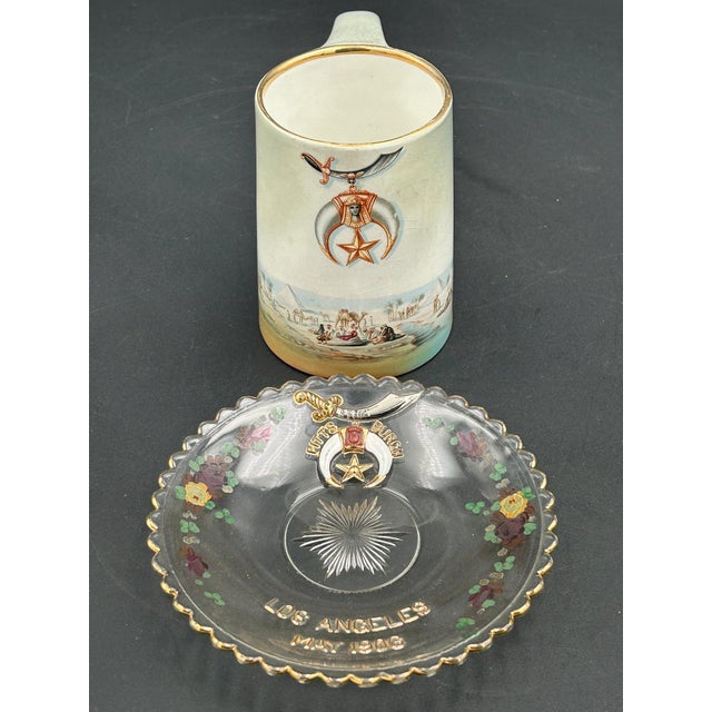 Antique Masonic Shriners Shaving Mug & 1906 Los Angeles Convention Plate For Sale - Image 12 of 13