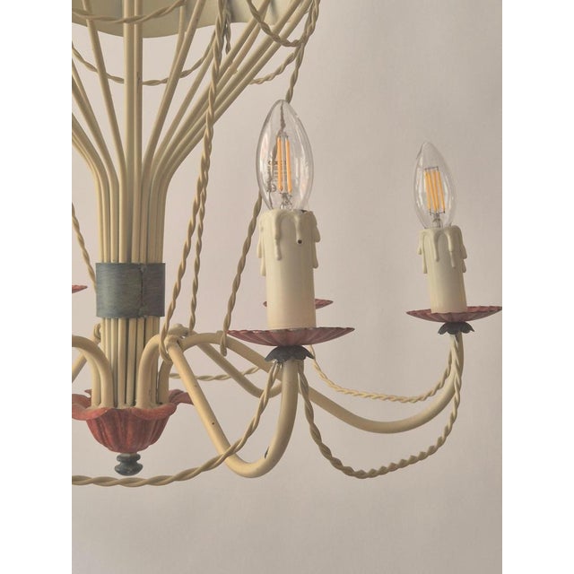 Mid-Century French Gilt Iron and Painted Tôle Hot Air Balloon Chandelier For Sale - Image 12 of 15