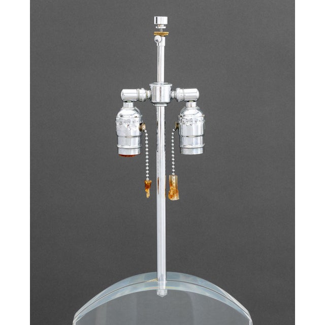Modern Clear Acrylic and Chrome Table Lamps, Pair For Sale - Image 4 of 8