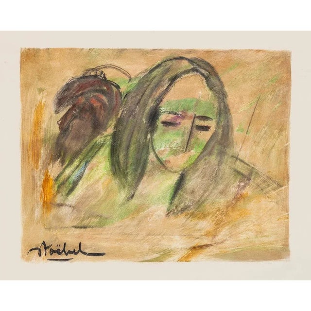 The Girl is a drawing in oil on paper realized by Edgar Stoebel (1909–2001). Good conditions. Hand-signed on the lower...