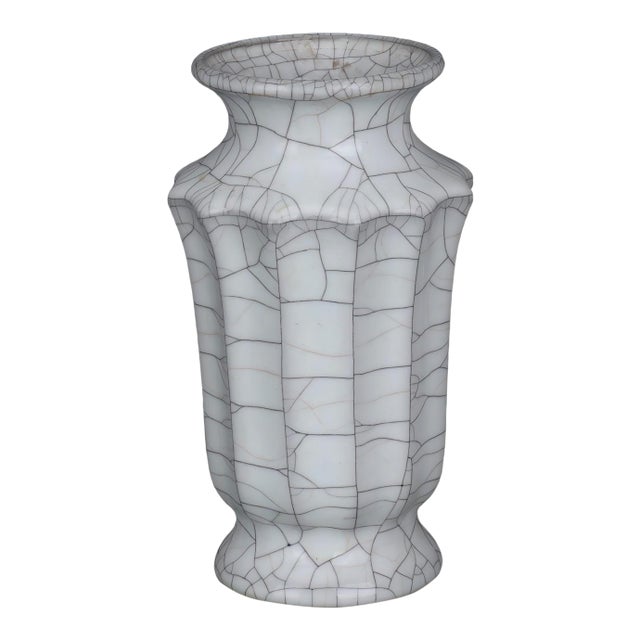 Chinese Ceramic Vase Guan Ware Crackle Glaze Celadon Vase For Sale
