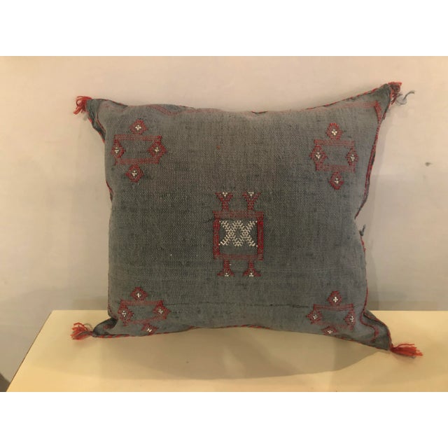 Gray Moroccan Hand-Loomed Wool Light Gray Pillows - a Pair For Sale - Image 8 of 13