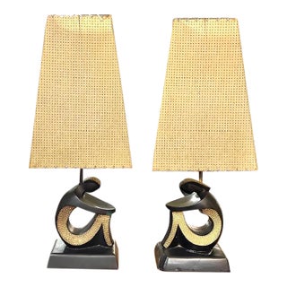 Frederic Weinberg Style, F.a.i.r Mid Century Figural Lamps, Signed For Sale