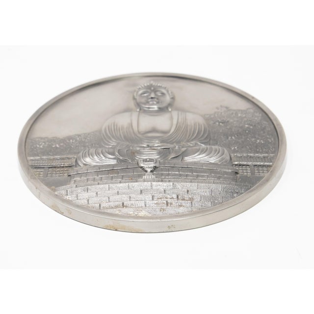 Silver Pewter Buddha Wall Plaque For Sale - Image 8 of 10