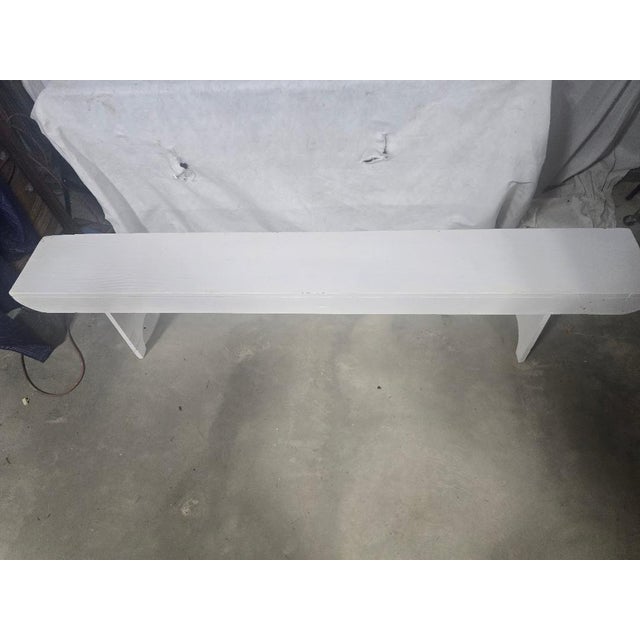 Long White Painted Farmhouse Bench – 84 Inches For Sale - Image 4 of 4