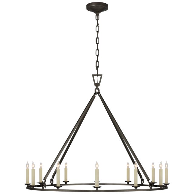 Darlana Large Single Ring Chandelier in Aged Iron Designer: Chapman & Myers Canopy: 6" Round Mounting: Chain Shade Detail:...