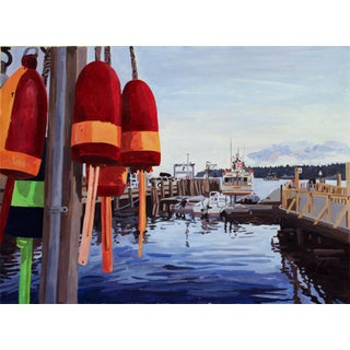 "Docked Buoys" Painting Giclee by Josh Moulton For Sale