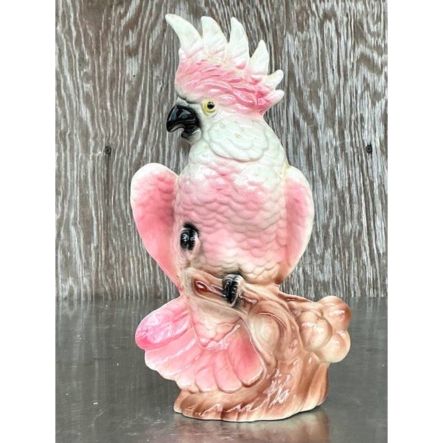 Vintage Mid-Century Modern Glazed Ceramic Cockatoo For Sale In West Palm - Image 6 of 8