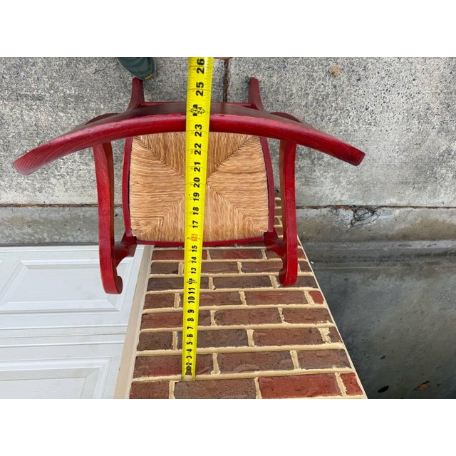 Early 21st Century Pottery Barn Red Napoleon Style Rush Seat Dining Chairs. Set of 6 For Sale - Image 5 of 16