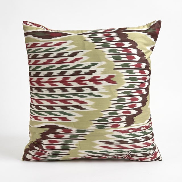 Folk Art Contemporary Outpost Original Ivory Embroidered Suzani Pillow For Sale - Image 3 of 5
