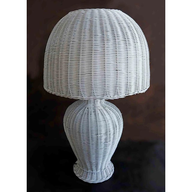 Mid-Century Modern Vintage Wicker Table Lamp For Sale - Image 3 of 3