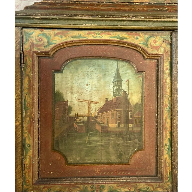 Dutch Colonial 18th Century Polychrome Painted Cabinet For Sale - Image 9 of 13