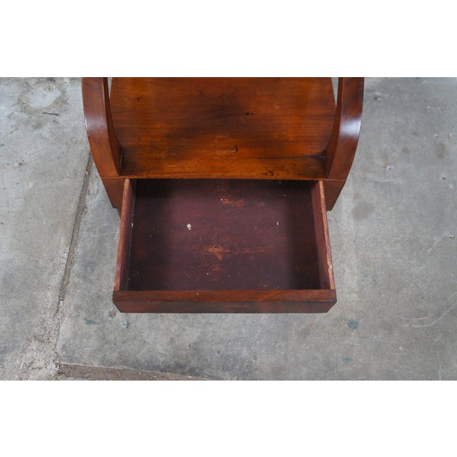 Brown Antique American Empire Flame Mahogany 2 Tier Washstand Side Table 38" For Sale - Image 8 of 14