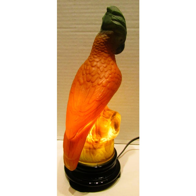 Rare Original Tiffin Art Deco Glass Parrot Lamp Circa 1930s For Sale - Image 9 of 13