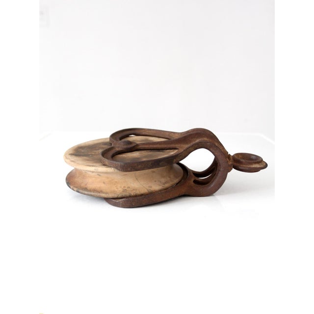 Wood Antique Jamesway Barn Hay Trolley Pulley For Sale - Image 7 of 14