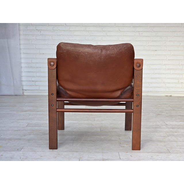 Danish Safari Armchair in Leather from Skipper's Furniture, 1970s For Sale - Image 10 of 17