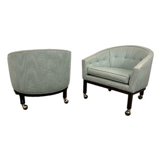 Pair of Kipp Stewart for Directional Barrel Chair on Casters For Sale
