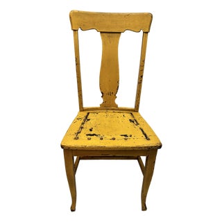 Antique Grand Rapids Farmhouse Side Chair by Heyman Co. - Distressed Goldenrod Yellow For Sale