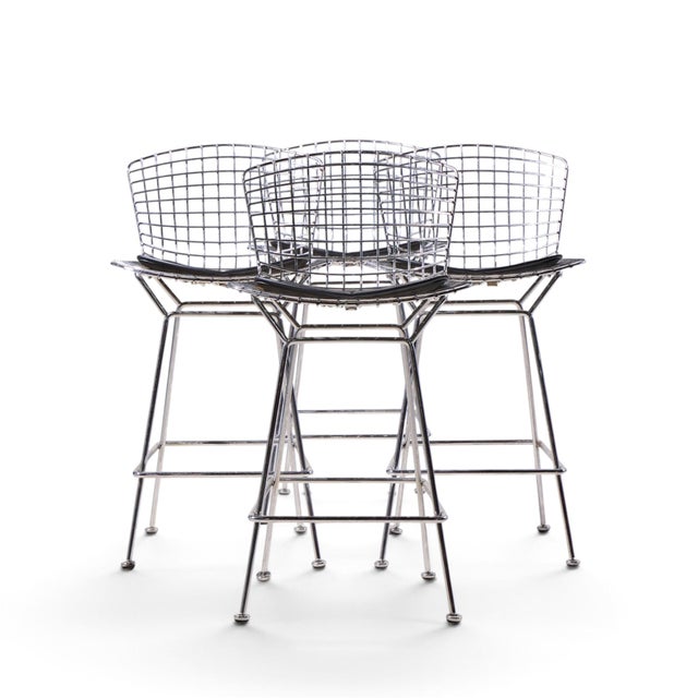 Harry Bertoia for Knoll Mid Century Chrome Bar Stools - Set of 4 Each stool measures: 21 wide x 23 deep x 39.25 inches...