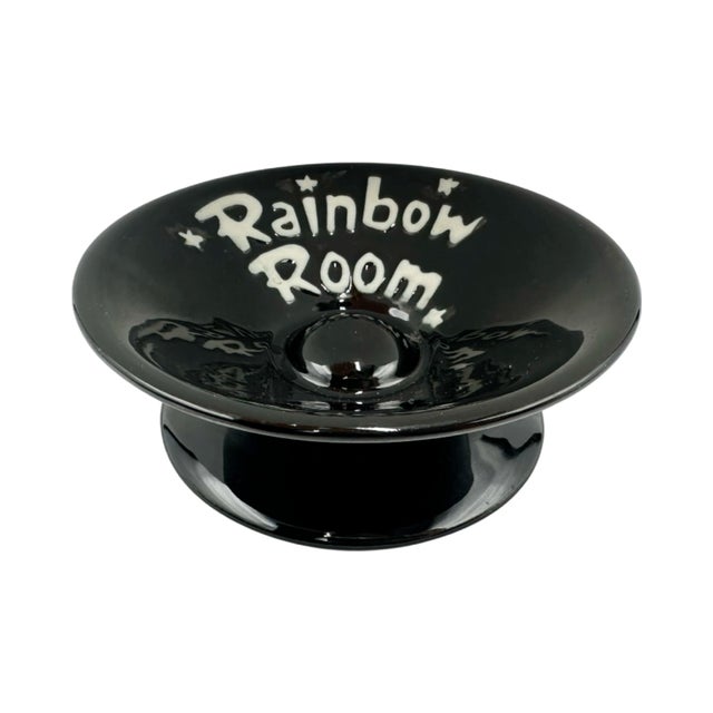 Ceramic Vintage the Rainbow Room Nyc Restaurant Black Ceramic Ashtray New York City For Sale - Image 7 of 9