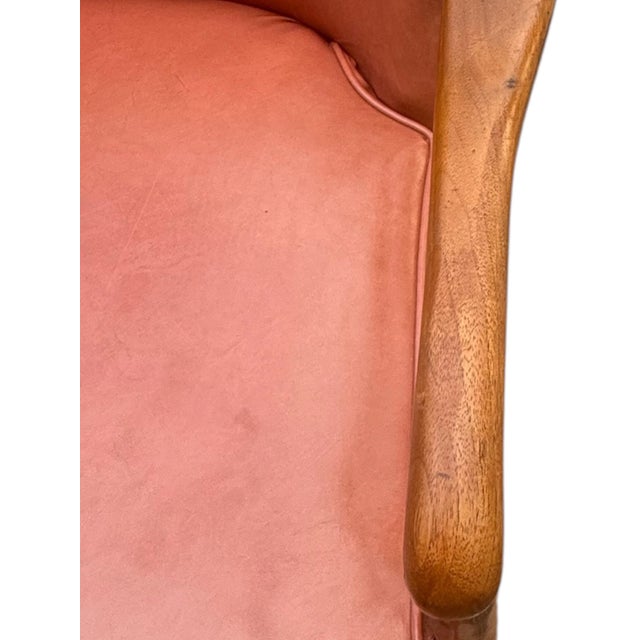 1950s Restored Vintage Mid-Century Modern Sculptural Solid Wood Lounge Chair With Tufted Vinyl Upholstery For Sale - Image 5 of 10