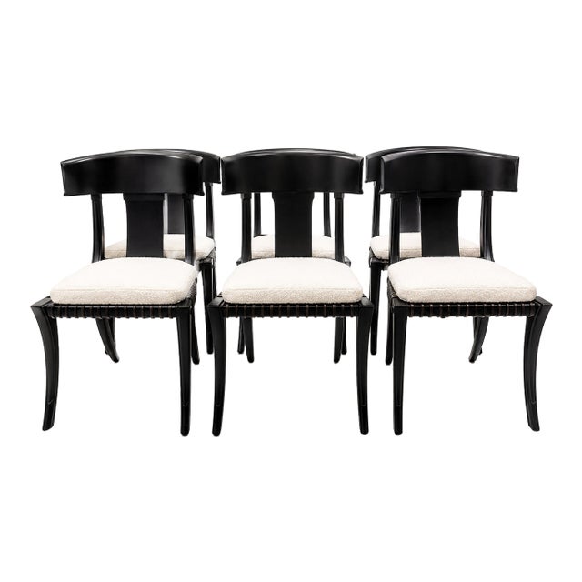 Klismos Style Dining Chairs in Black Finish- Set of 6 For Sale