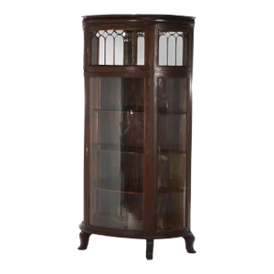 Early 20th Century Antique RJ Horner Oak Curved Glass China Display Cabinet C1910
