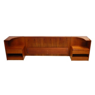 20th Century Danish Modern Bernhard Pedersen Queen Headboard With Nightstands - 3 Pieces For Sale