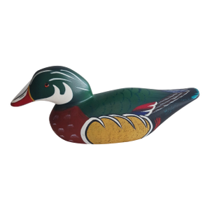 ​Vintage Hand-Signed Shirley Hearne Wood Duck Drake Decoy - Mint Condition