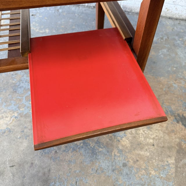 Wood Vintage Danish Modern Teak Coffee Table With Pull-Out Tray and Woven Shelf, Circa 1960's Mid Century For Sale - Image 7 of 7