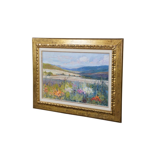 Traditional Rosa Canto Spanish Impressionist Floral Desert Landscape Oil Painting 48" For Sale - Image 3 of 14