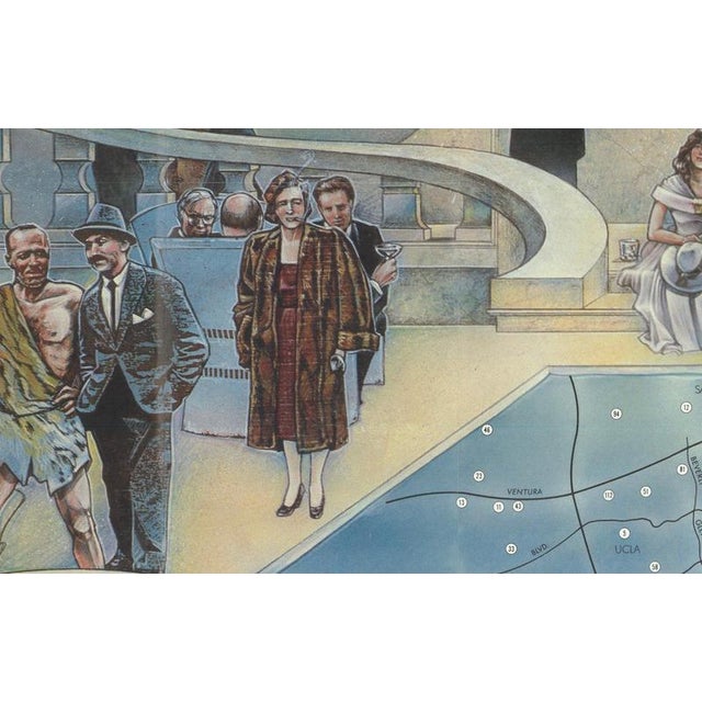 1980s Vintage Literary Map of Los Angeles by Linda Ayriss, 1987 For Sale - Image 5 of 13