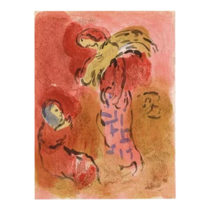 1960 Marc Chagall Lithograph Ruth Gleaning the Bible