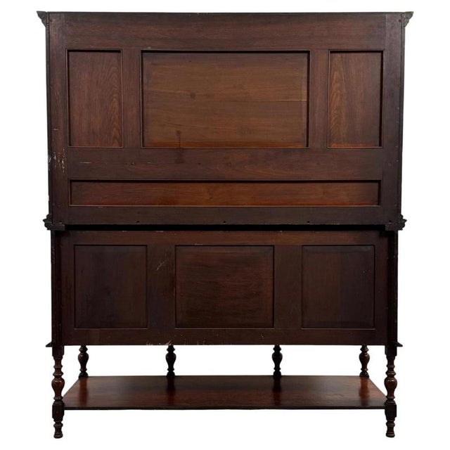 Antique English Carved Walnut Mirror-Back Sideboard, 1900s For Sale - Image 9 of 13