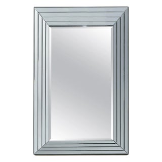 Large Triple Bevelled Edge Wall Hanging Mirror Designed to Pull Light For Sale