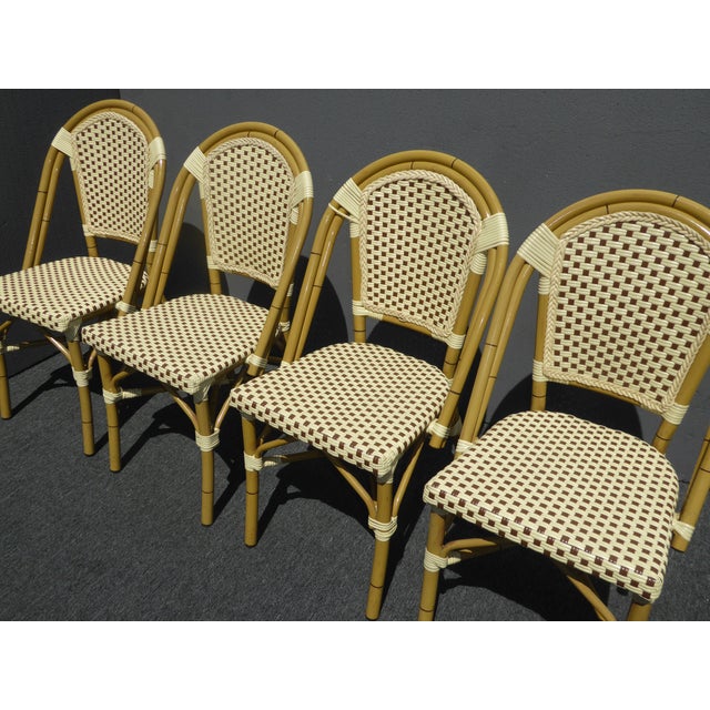 Set Of Four Dhc Woven Faux Bamboo Metal Vinyl Dining Chairs Chairish