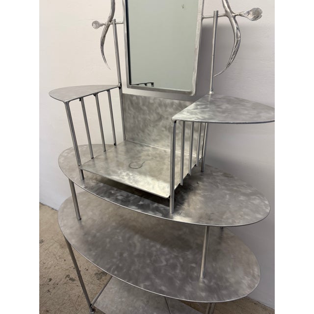 Handcrafted Artisan Entry / Foyer Table or Tall Vanity With Mirror, 1990s For Sale - Image 4 of 18