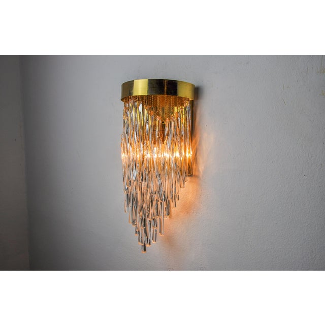 Venini Waterfall Wall Lamp in Murano Glass Rods from Venini, Italy, 1970s For Sale - Image 4 of 8