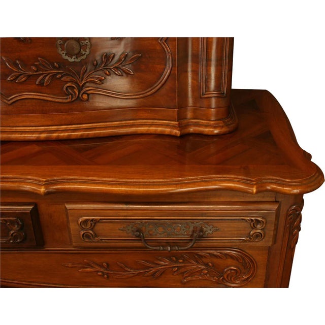 Wood Vintage French Country Sideboard Walnut Carved For Sale - Image 7 of 10