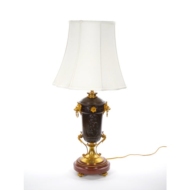 19th Century French Patinated and Gilt Bronze Urn Shape Table Lamps, Circa 1855 For Sale - Image 9 of 14