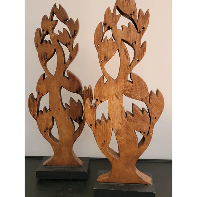 Auburn Vintage 1960s Teak Modernist Sculptures - a Pair For Sale - Image 8 of 12