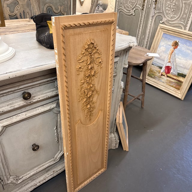 French Antique French Carved Bleached Wood Louis XVI Panel For Sale - Image 3 of 6